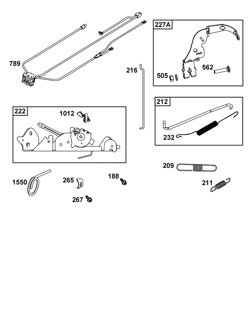 Controls Group Diagram and Parts List for 40N877-0049-B5  Briggs and Stratton Engine